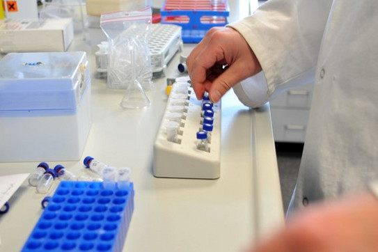 Sample rack on a lab bench