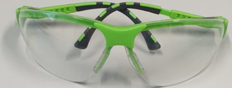 Eye protection, green safety glasses with TU logo