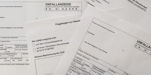 Foto eines Formulars für eine Unfallmeldung